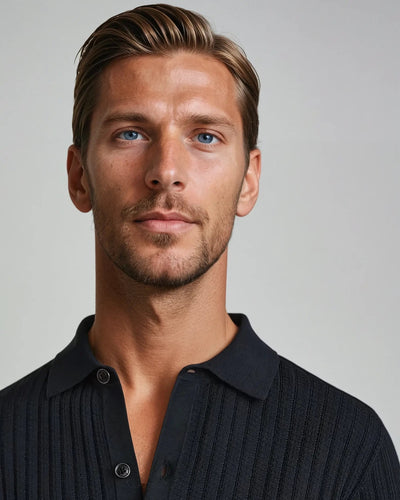 Hæklet Cardigan Polo Sort - Vellor Wear