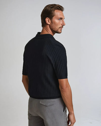 Hæklet Cardigan Polo Sort - Vellor Wear