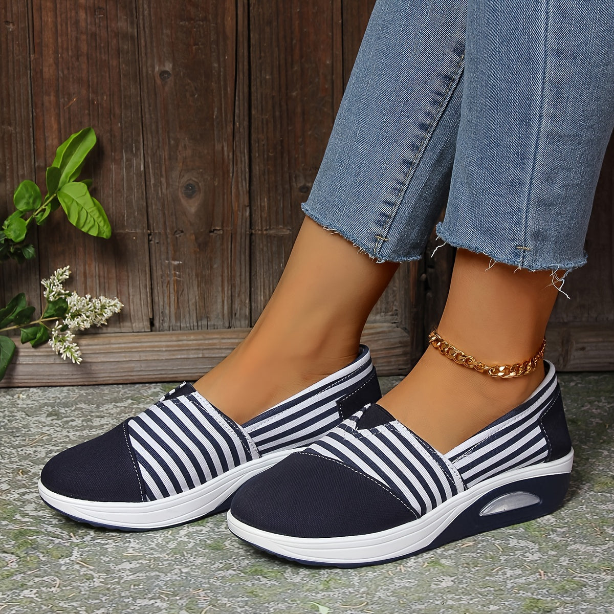 Grete | Komfortable slip-on ortopædiske sneakers med striber - Vellor Wear
