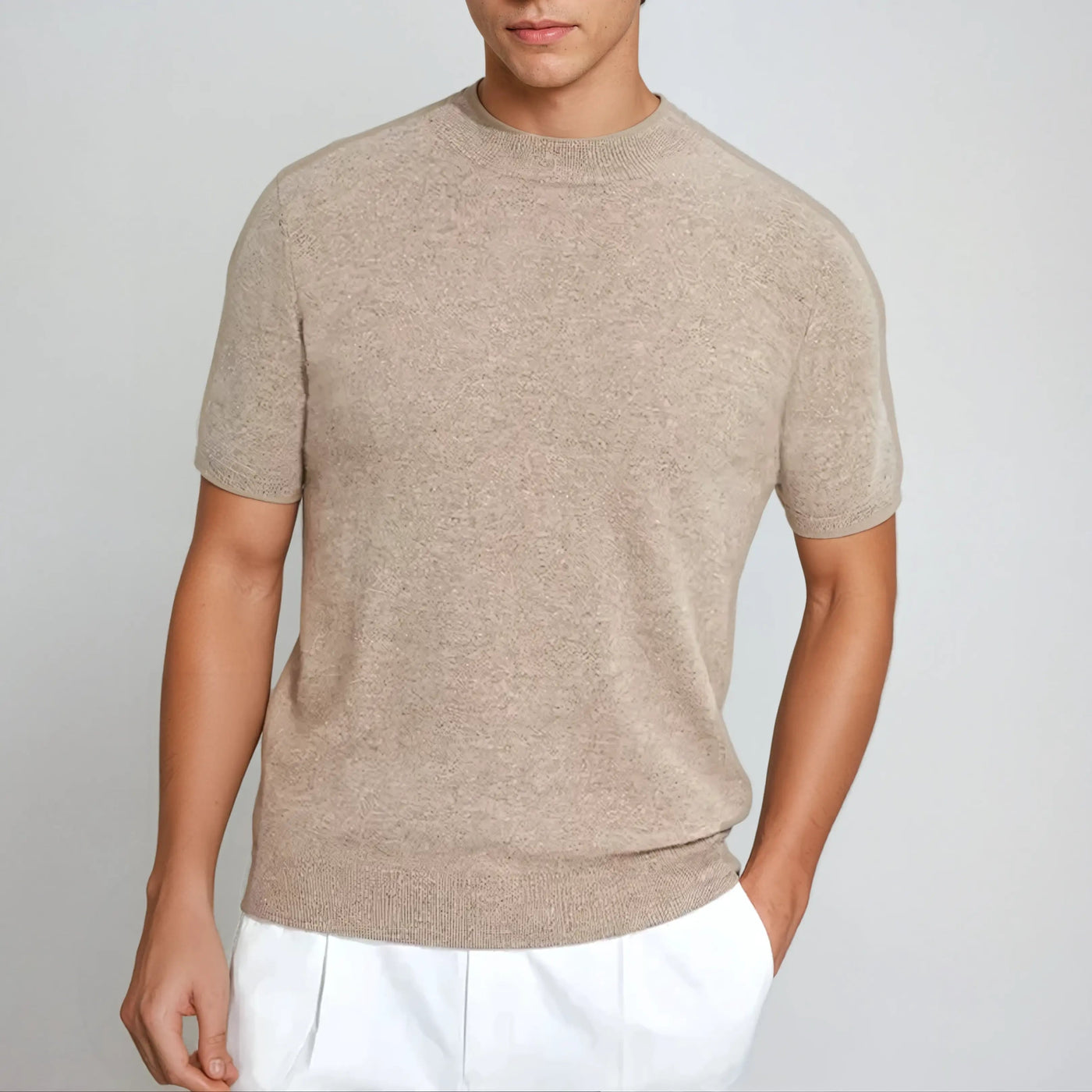 Cashwool T-shirt Beige - Vellor Wear
