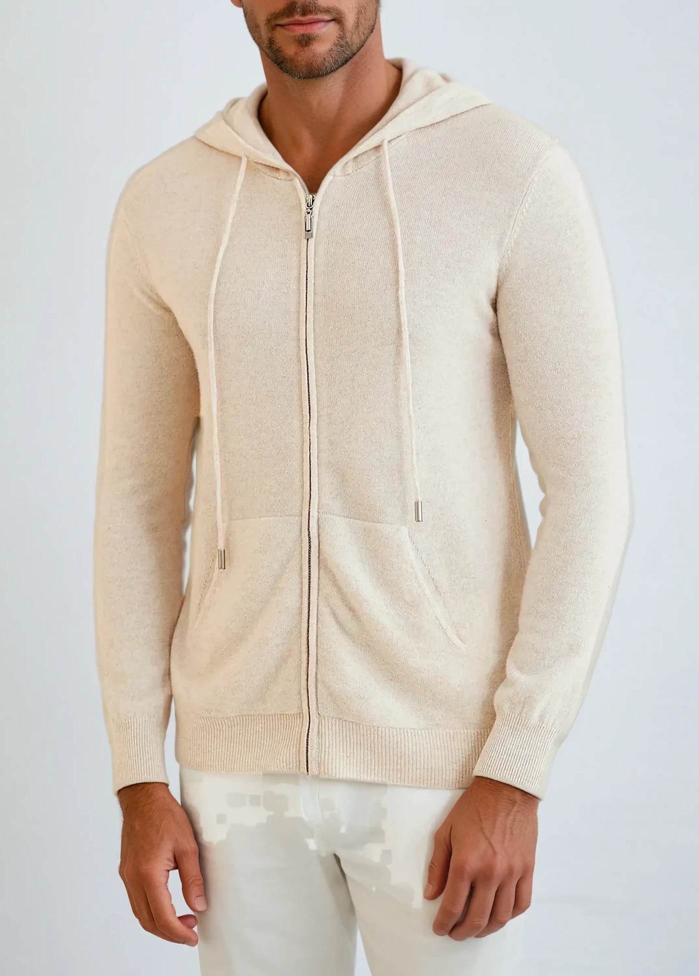 Cashmere Strik Zip Vest - Crème Beige - Vellor Wear