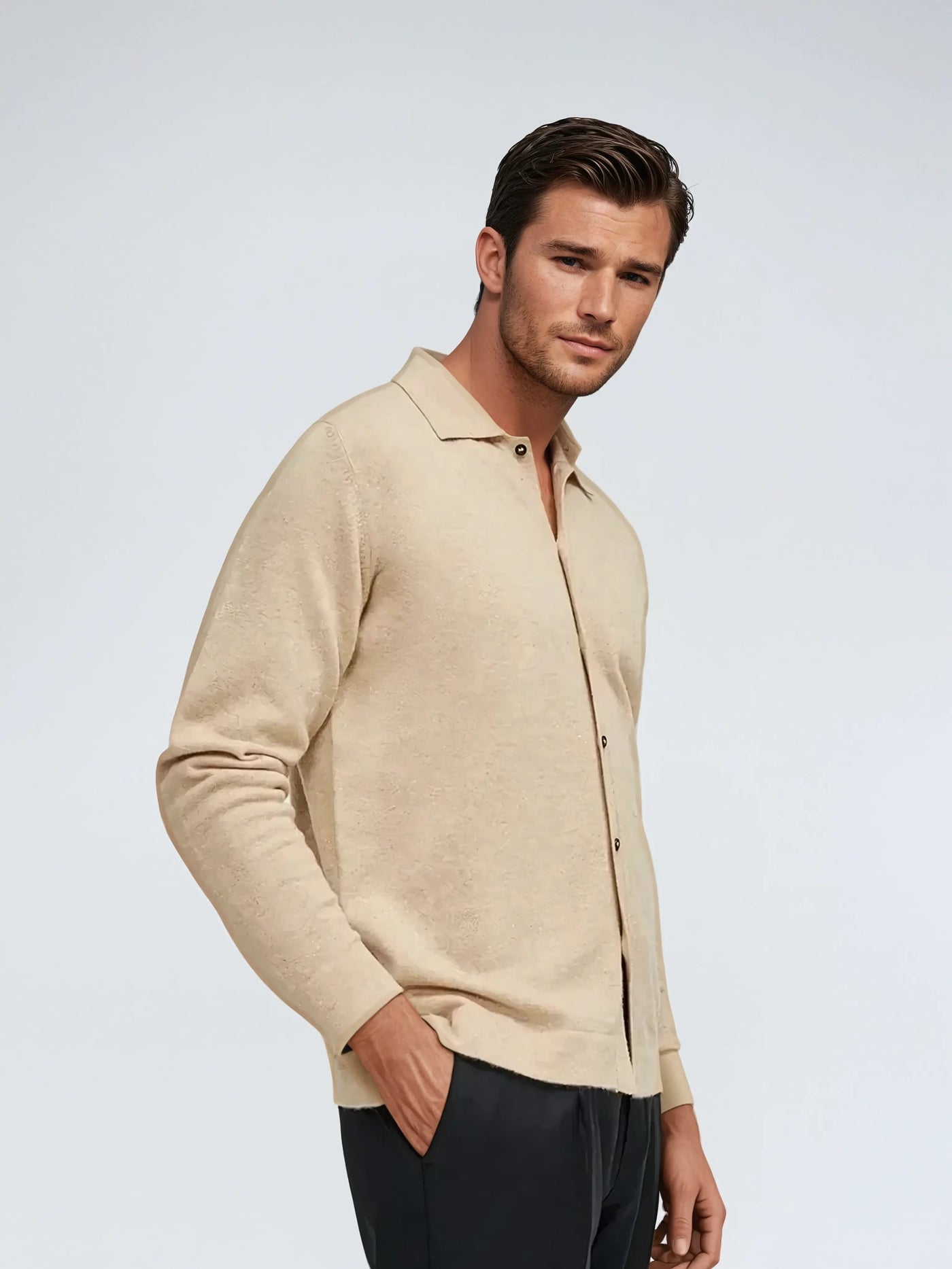Cashwool Skjorte Beige - Vellor Wear