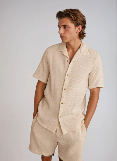Vaffel Skjorte Beige - Vellor Wear
