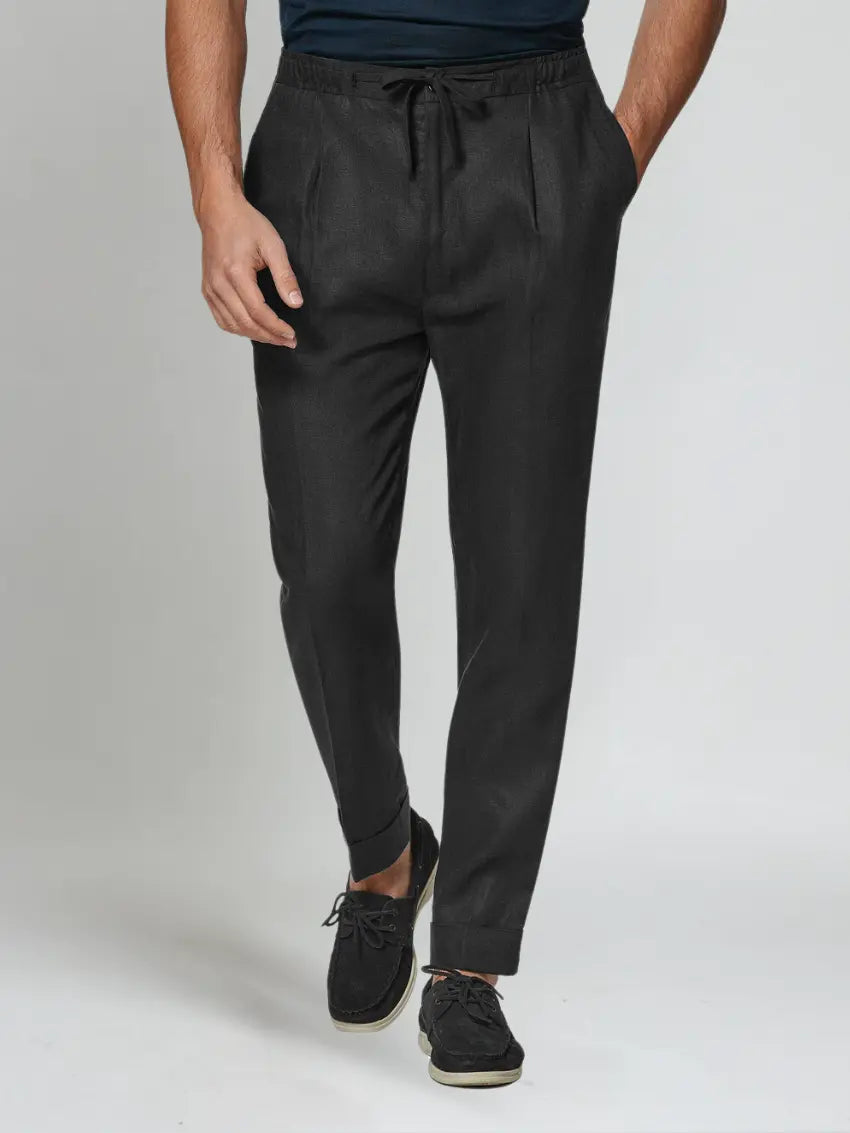 Sea Side Linnen Bukser - Sort - Vellor Wear