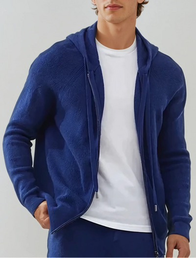 Cashmere Strik Zip Vest - Intens Blå - Vellor Wear