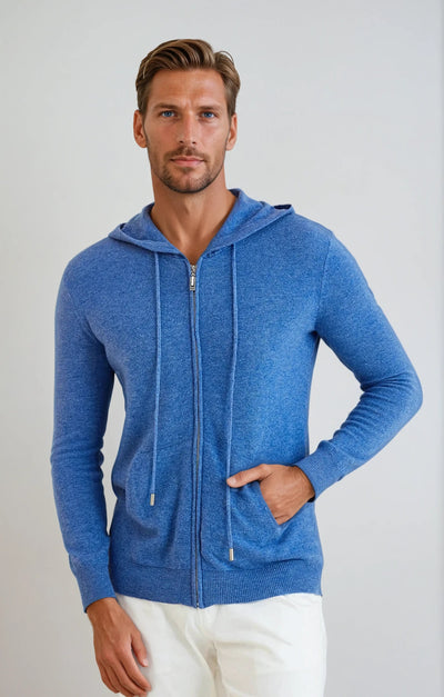 Cashmere Strik Zip Vest - Azur Blå - Vellor Wear