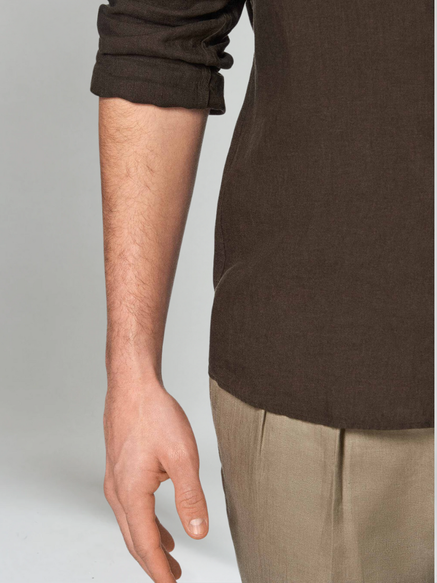 Essentielt Linned Skjorte - Mørkebrun - Vellor Wear