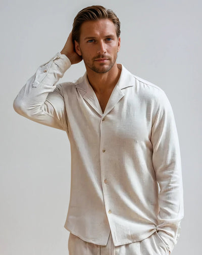 Linned Strandskjorte - Beige - Vellor Wear