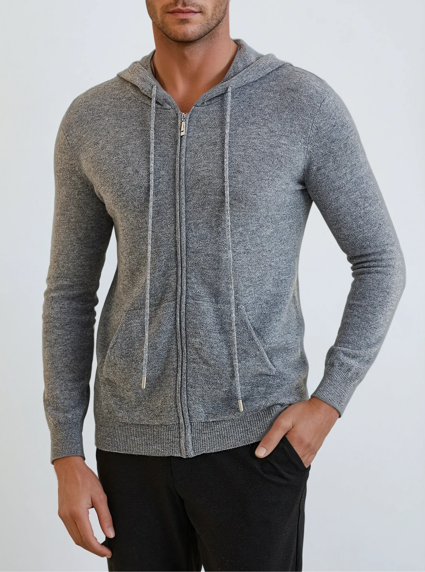 Cashmere Strik Zip Vest - Mørkegrå - Vellor Wear