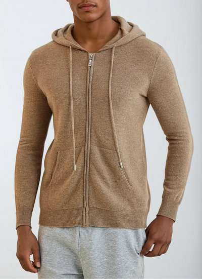 Cashmere Strik Zip Vest - Khaki Artisan - Vellor Wear