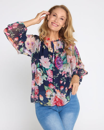 Bluse med blomsterprint - Vellor Wear