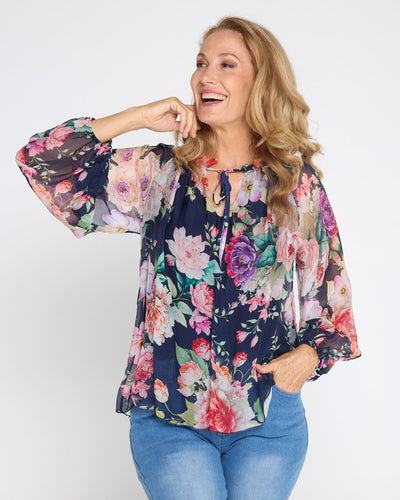 Bluse med blomsterprint - Vellor Wear