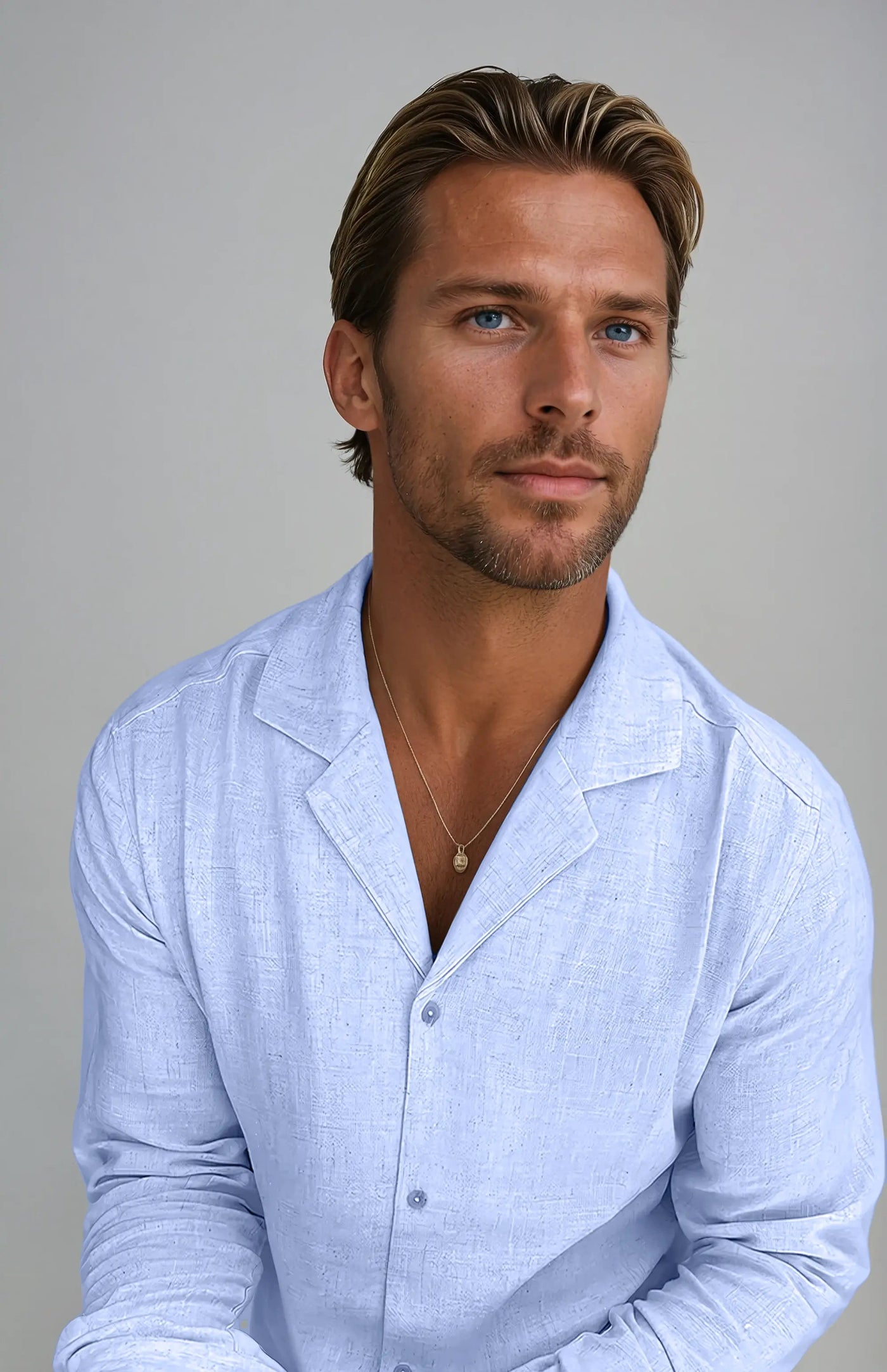 Linned Strand Skjorte - Lysblå - Vellor Wear