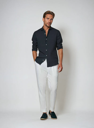 Essential Linned Skjorte - Marineblå - Vellor Wear