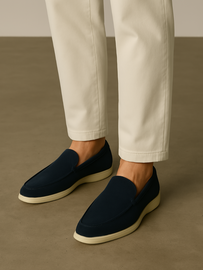 Finslidte Suede Loafers – Marineblå - Vellor Wear