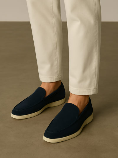 Finslidte Suede Loafers – Marineblå - Vellor Wear