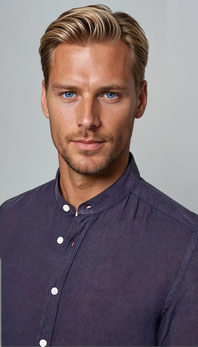 Linned Band Krave Skjorte Marineblå - Vellor Wear