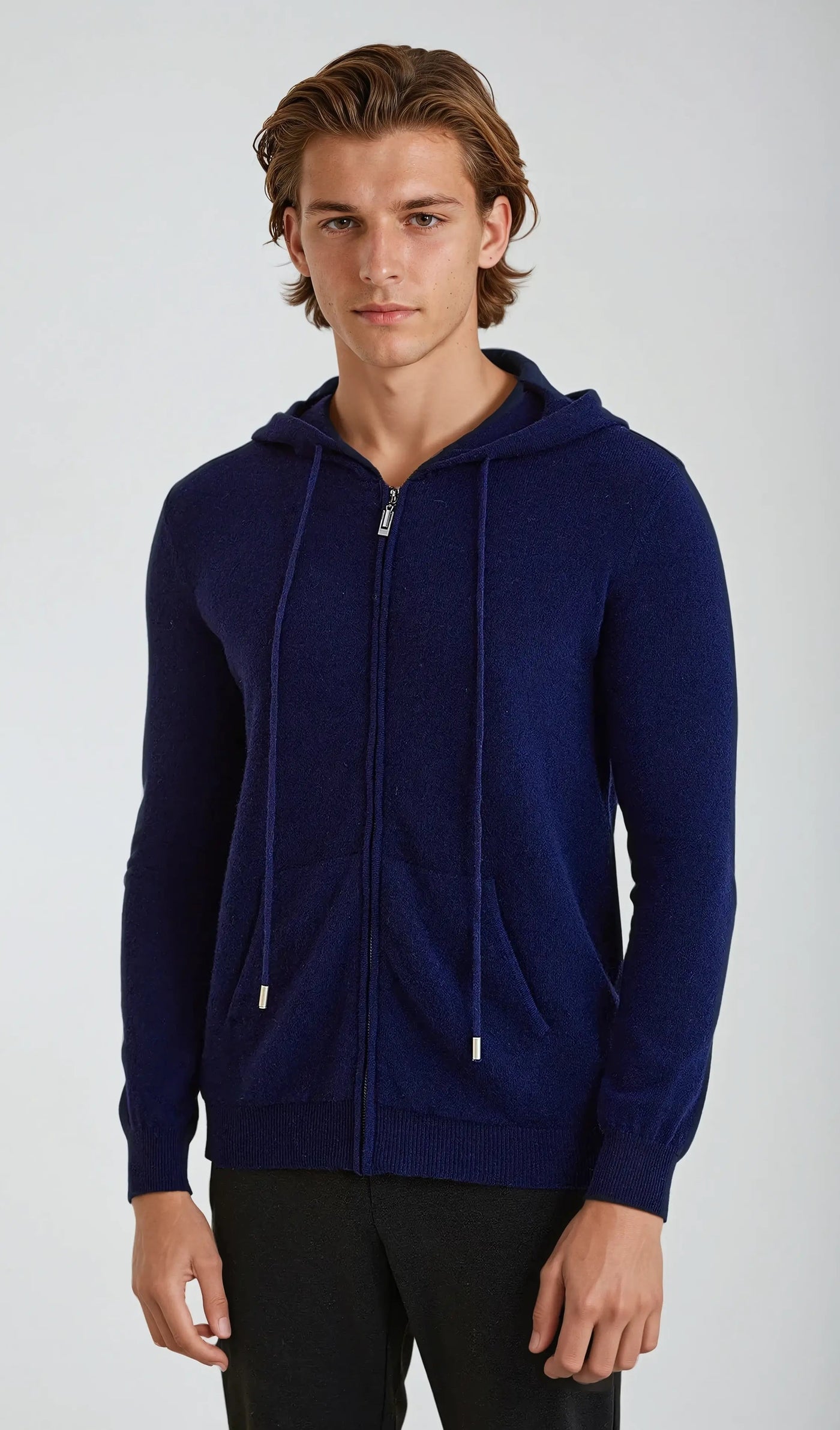 Cashmere Strik Zip Vest - Marineblå - Vellor Wear