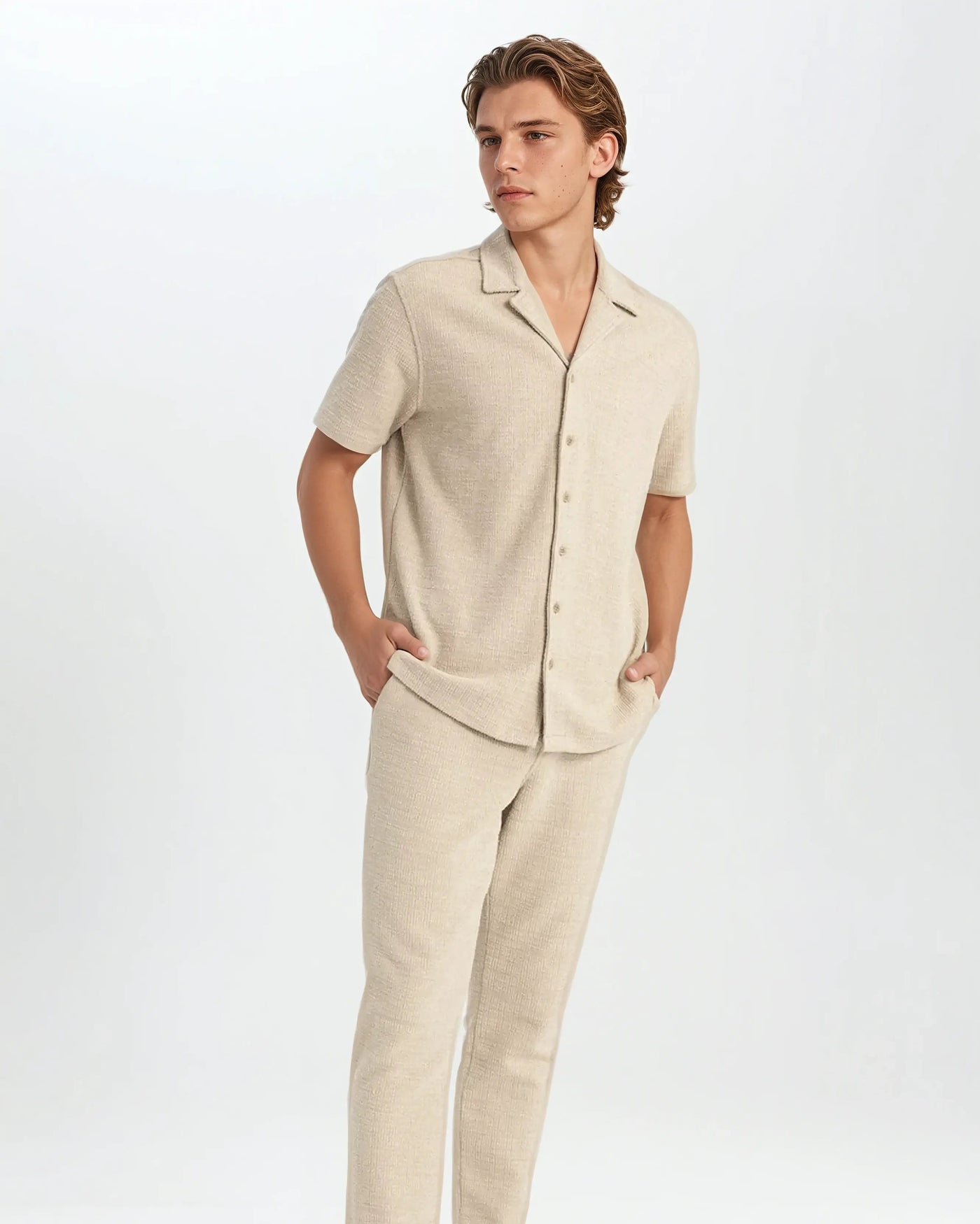 Vaffel Skjorte Beige - Vellor Wear
