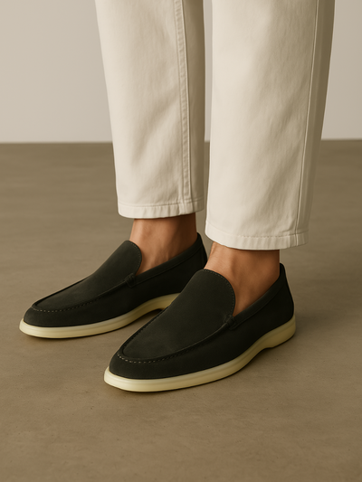 Forfinet Suede Loafers – Mørkegrøn - Vellor Wear