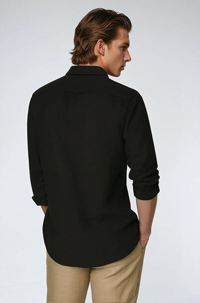 Essentielt Linned Skjorte - Sort - Vellor Wear