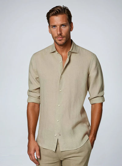 Essentiel Linned Skjorte - Khaki - Vellor Wear