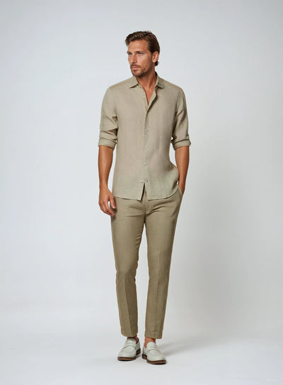Essentiel Linned Skjorte - Khaki - Vellor Wear
