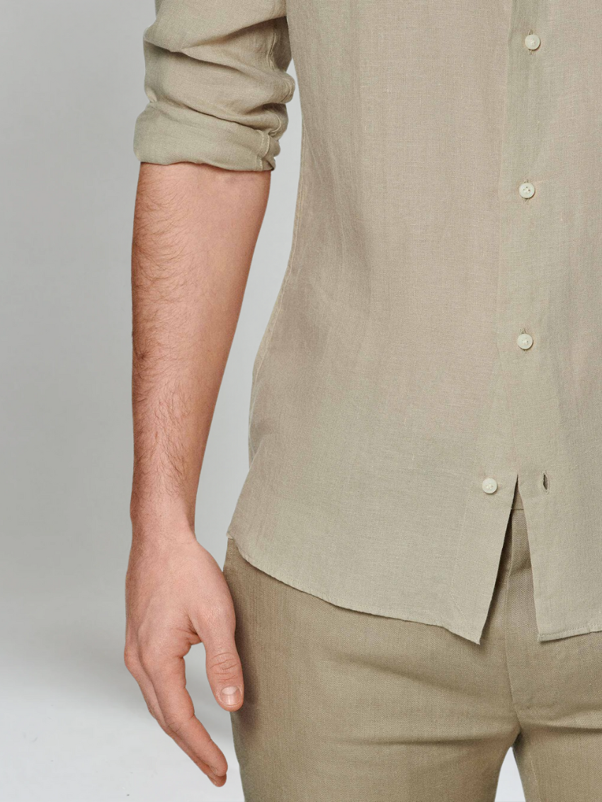 Essentiel Linned Skjorte - Khaki - Vellor Wear