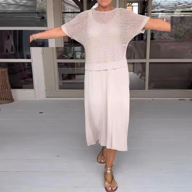 Lotti – Letni zestaw z przewiewnym topem i midi sukienką - Vellor Wear