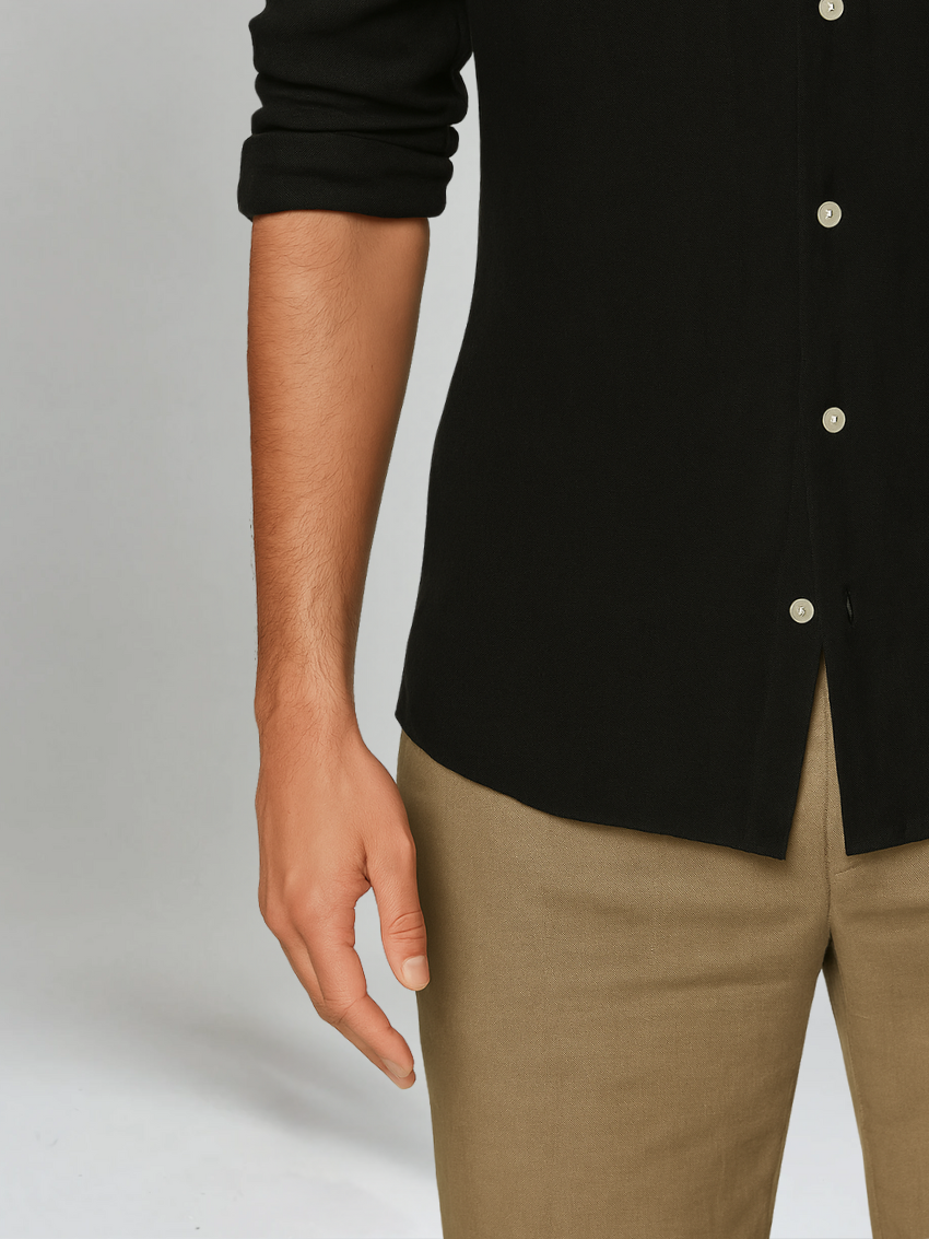 Essentielt Linned Skjorte - Sort - Vellor Wear